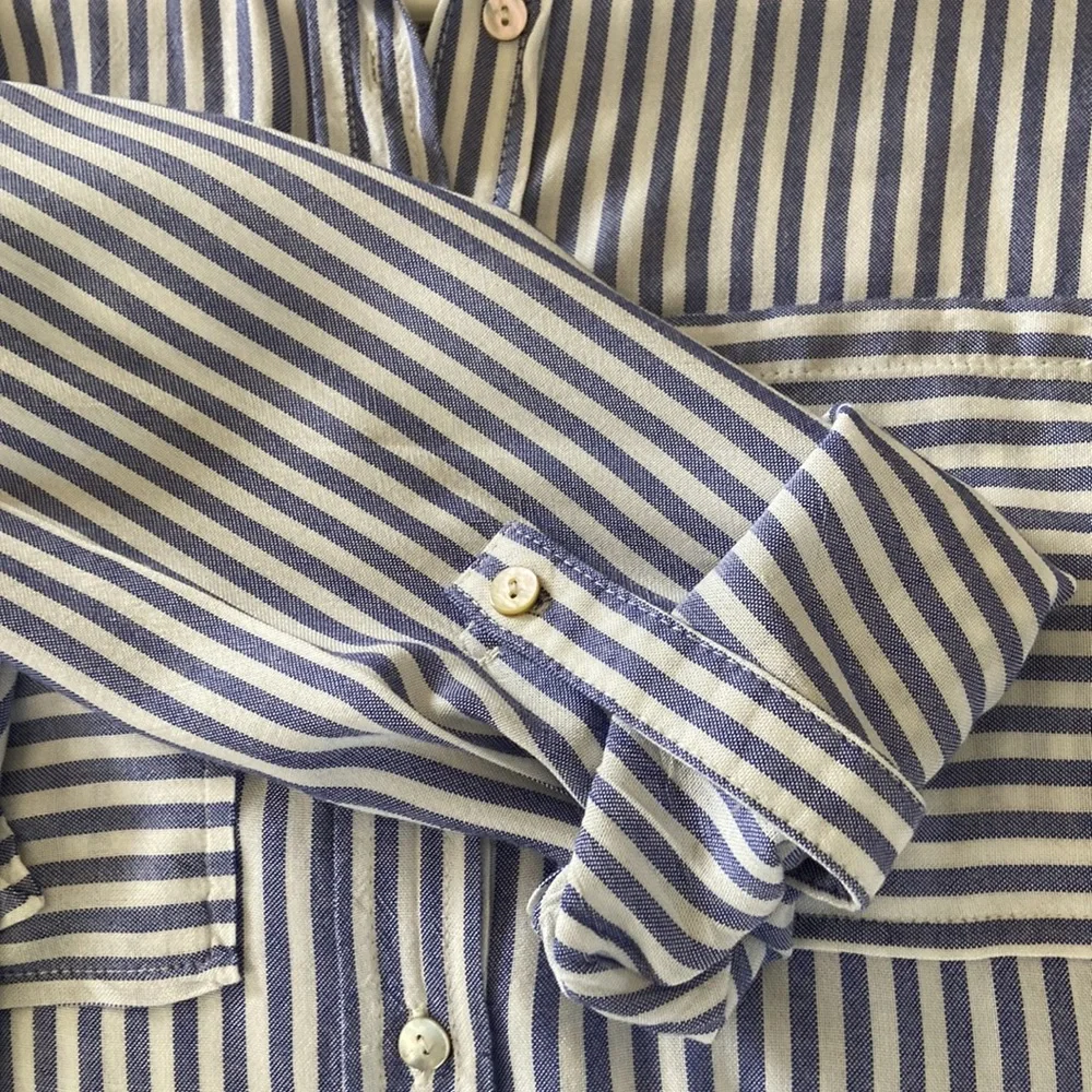Love Tree Blue & White Stripe Button Down Blouse Size S NWOT - Picture 13 of 13